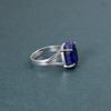 Ring aus 925er Sterlingsilber, massiver Stein, Ovalschliff, natürlicher blauer Opal-Edelstein, 4,2 g
