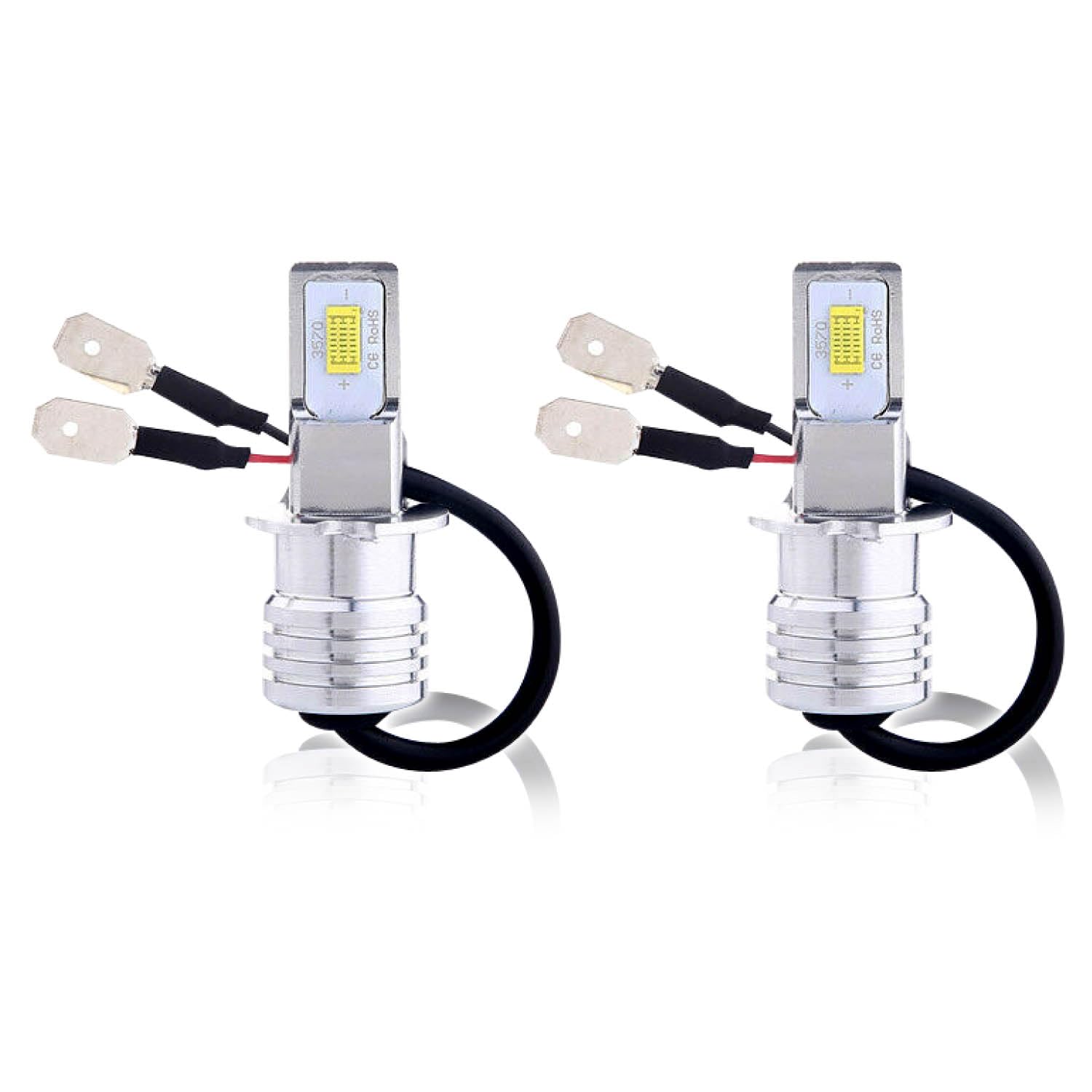 

RIZES headlight h3 led fog lamp light short car truck 24v bulb cob aluminum small compact 2pcs white белый