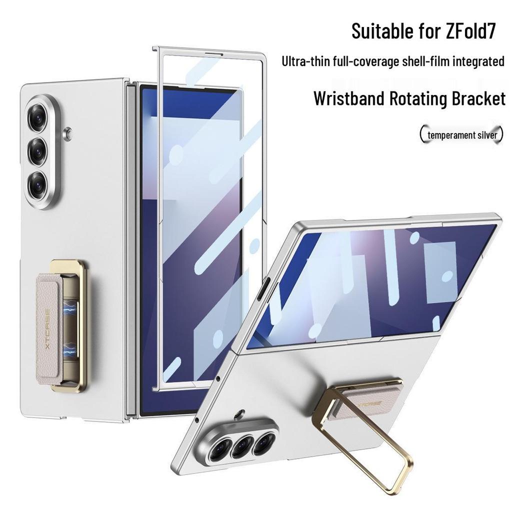 Samsung Z Fold7 Wristband Stand Case - Solid Color, Advanced Protection, Full Coverage, Business Style.