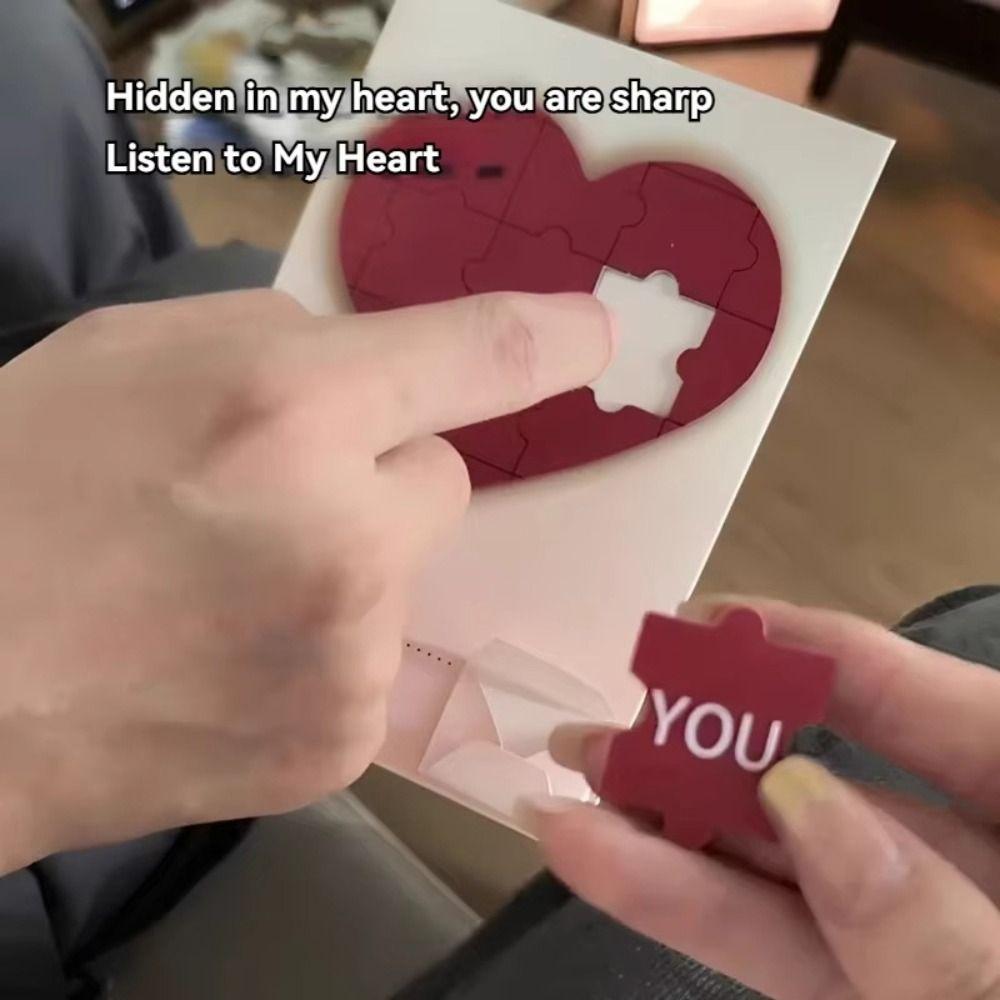 Romantic Love Puzzle Postcard Recordable Puzzle Greeting Card  Anniversary Celebration