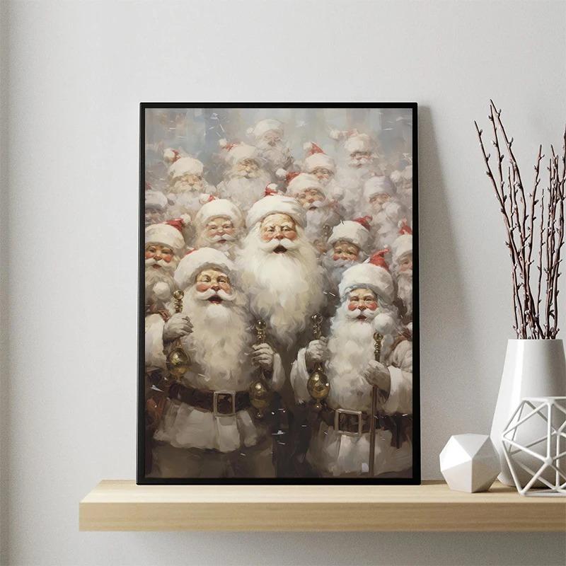 Winter Village Christmas Ornament Snowflake Posters and Prints Canvas Printing Retro Wall Art Picture for Living Room Home Decor