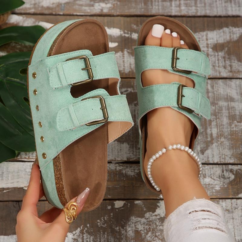 Large Platform Birkenstock Sandals Spring/Summer New Metal Buckle Beach Shoes
