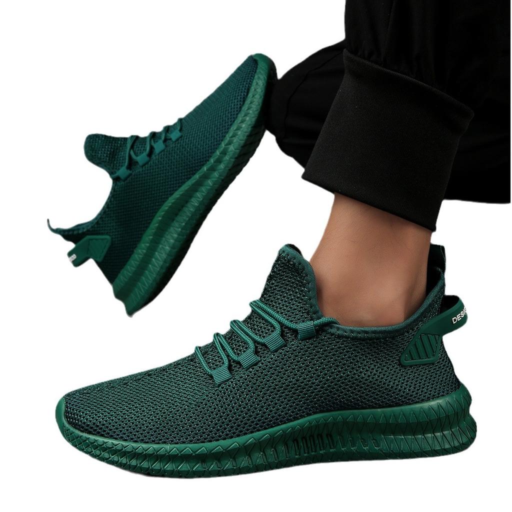 Large size light shoes spring and autumn mesh fly-woven upper running foot cover casual sports shoes