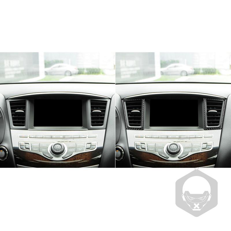 Real Carbon Fiber Car Accessories Center Console Air Vent Set Trim Cover Soft Sticker For Infiniti JX 2013 QX60 2014 2015 2016
