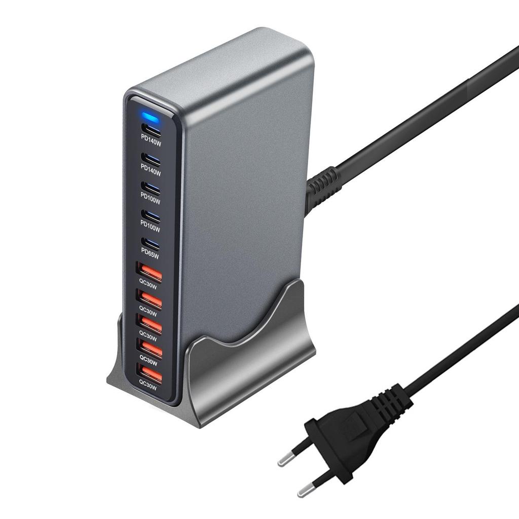 800W Gallium Nitride Desktop Charger – 10-Port Australian Standard PD Fast Charger with 765W Multifunctional Output.