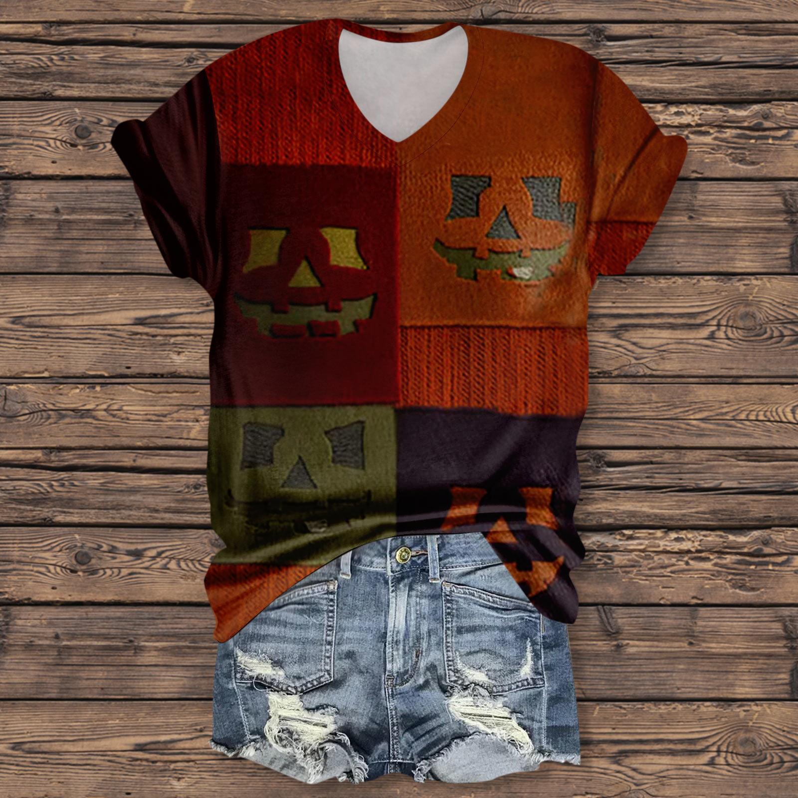 

Женская мода повседневная рубашка с рукавом три четверти и принтом букв на Хэллоуин XXL хаки