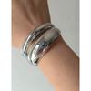 Fashion Glossy and Simple Fashionable Open-Ended Bracelet Double-Layer Design Wide Metal Texture Glossy Bracelet 2024 New Arrival