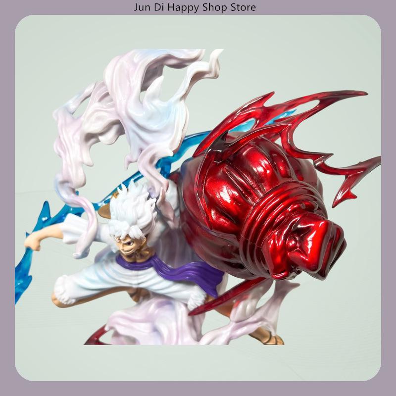 28cm One Piece Onigashima Arc Gear Fifth Nika Lightning Luffy Battle Anime Figure Model Statue Desktop Decoration