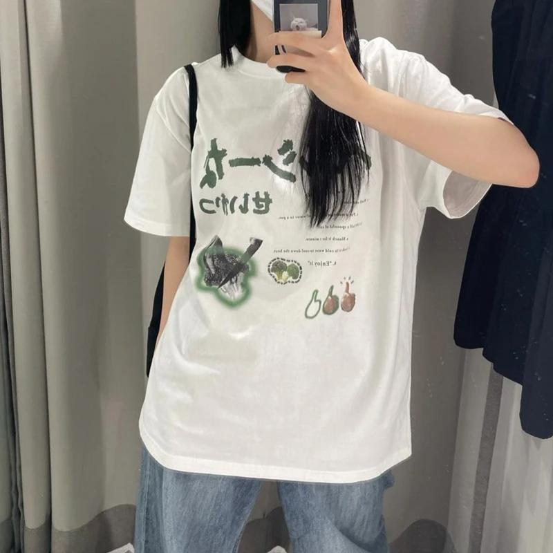 2024 New Y2k Japanese Streetwear T-Shirts Female Harajuku Funny T Shirts Egirl Korean Fashion Graphic Tees Tops Women Clothing Unisex