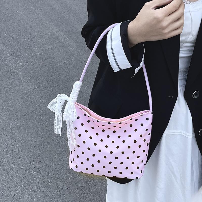 Niche Polka Dot Bag Women's New Versatile Shoulder Armpit Bag Going Out To Work Bucket Small Bag