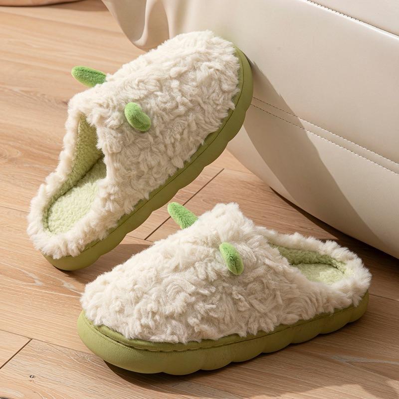Autumn and winter new plush cotton slippers women's thickened warm non-slip soft sole household cute home fluffy shoes men