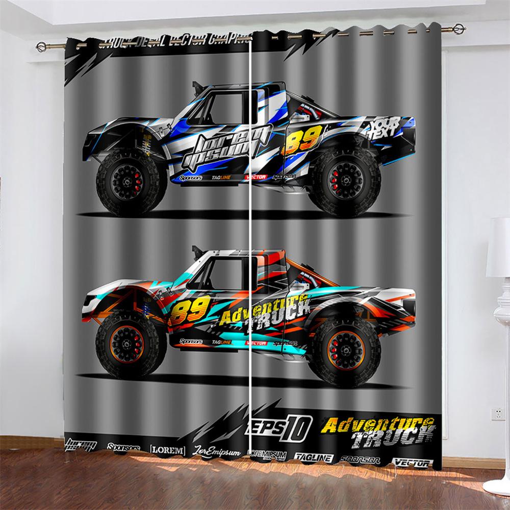 

Тканые шторы с принтом гоночных автомобилей, затемняющие шторы для спальни с двумя независимыми шторами слева и справа 132cmx160cm
