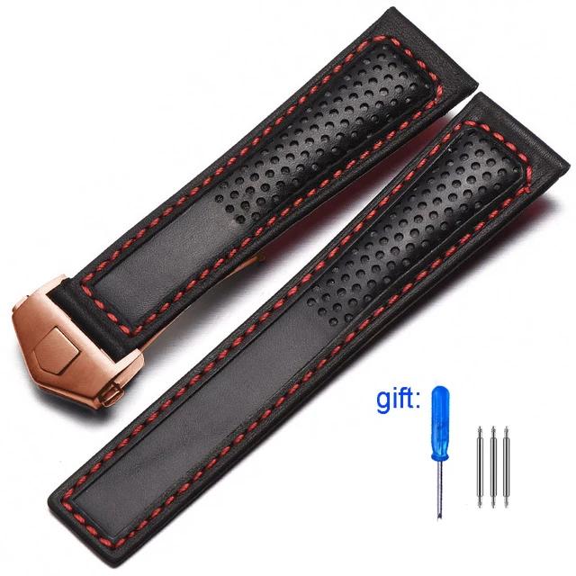 Genuine Leather Watch Band For Tag Heuer Carrera diving Monaco F1 Series Breathable Watch straps 22mm Men's Watch chain