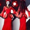 Scary Ghost Costume For Halloween Zombie Bride Retro Red Dress Cosplay