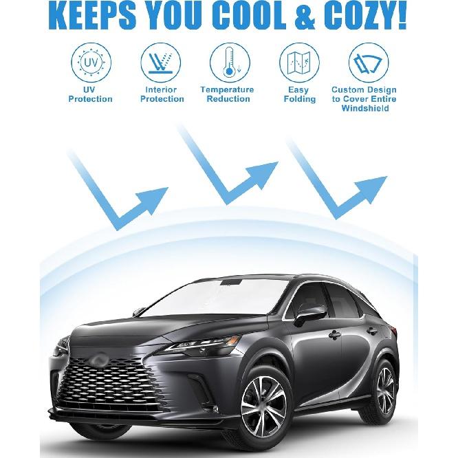 Μπροστινό σκίαστρο παρμπρίζ συμβατό με αξεσουάρ Lexus RX 2023 2024 - 210T διπλής στρώσης πτυσσόμενο μπροστινό προστατευτικό αντιηλιακής προστασίας