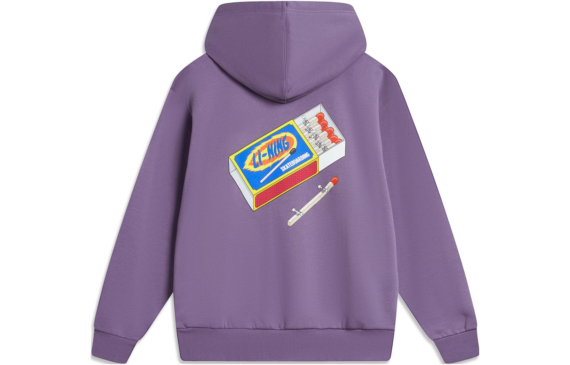 Li Ning Phil Hackett Collaboration Collection, Matchstick Pattern Fleece Lined Thermal Loose Fit Pullover Hooded AWDT953-2 S