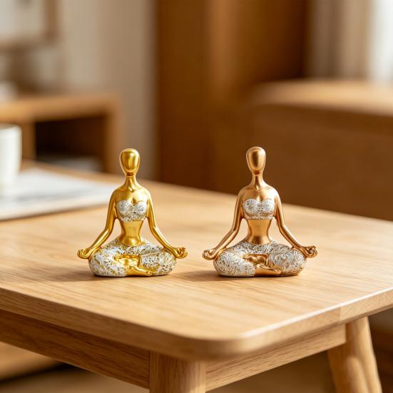Meditation Lady Statue, Modern Yoga Pose Women Figurine, Zen Meditation Female Sculpture for Office, Living Room, Desktop Decor