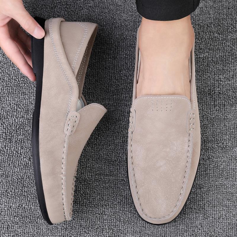 Men's shoes 2025 summer new fashion men's mature style step on the heel put stinky feet casual shoes light luxury high-end leather shoes