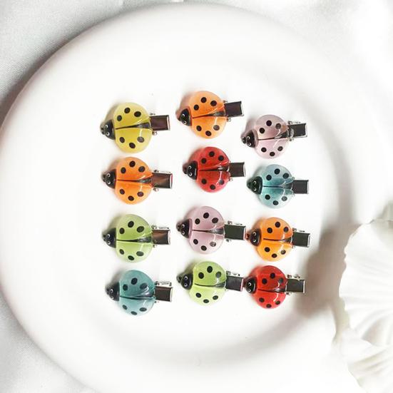 10Pcs Women Hair Clips Anti-slip Teeth Ladybug Decor Hairpins Bangs Buns Braids Multi-Purpose Styling Hair Pins