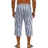 Men's Sports and Casual Striped Cropped Pants with Elastic Waist Straight Leg