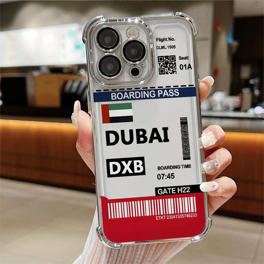 Hot Air Dubai Moscow Label Case for iPhone 16 15 14 Plus 16e 13 12 11 Pro Max 17 Air Soft Cover