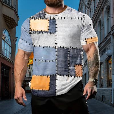 Hip Hop Alternative Fashion Patch 3d Printed Summer Men's T-Shirt Street Trend Casual Short Sleeve O Collar Creative Clothing