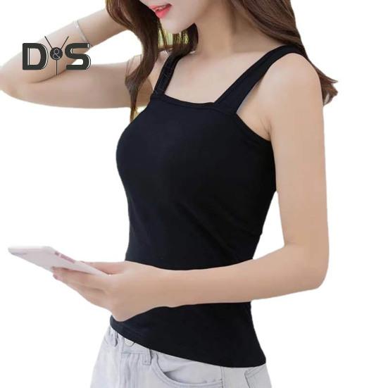 Women Tank Tops Suspender Style Square Collar Sleeveless Vest Solid Color Slim Fit Camisole Summer Bottoming Tops