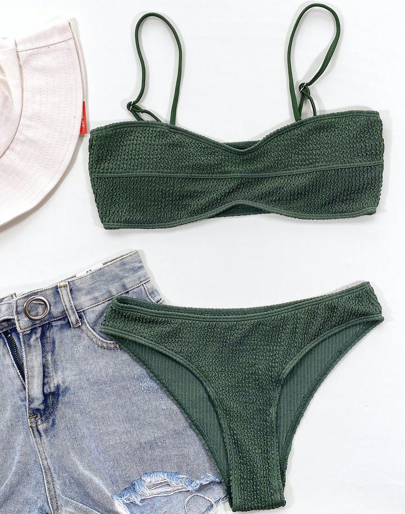 Women's Solid Color Sexy Bikini Split Swimsuit Suit Black