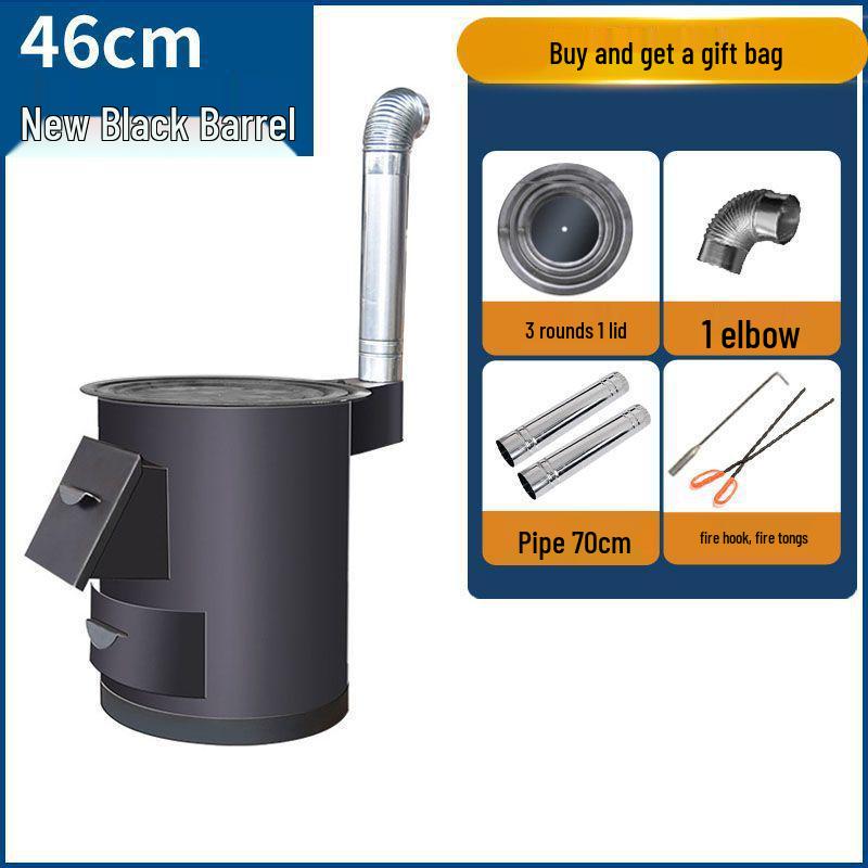 Energy-Saving Portable Indoor Firewood Stove: Smokeless Iron Heating with Big Pot Table for Rural and Courtyard Use.