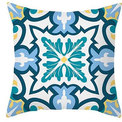 Exquisite Blue & Yellow pattern Double-sided Printed pillow cover Short plush Suitable living rooms bedrooms throw cushion cover