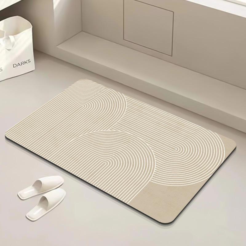Moderne gestreifte Badematte Badezimmer Schnell trocknender Teppich Duschraum Leicht zu reinigen Fußmatte Super saugfähig Rutschfest Kieselgurmatte
