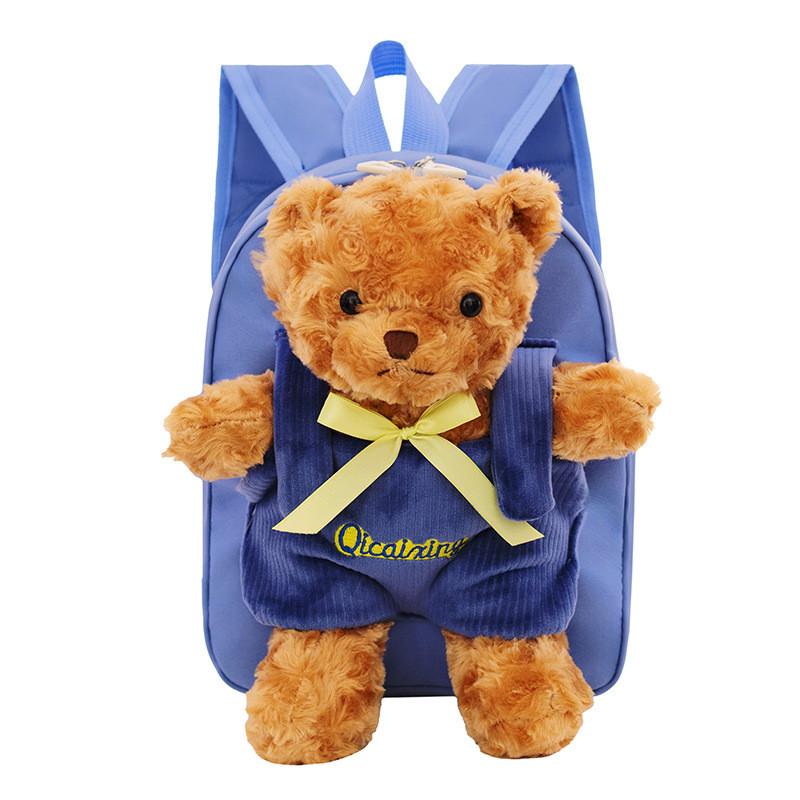 Cute Bear Plush Kids Backpack With Waterproof Nylon For Kindergarten And School Use