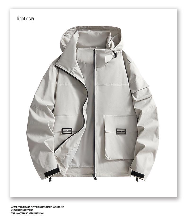 Mountain Series Herren Windjacke mit Kapuze: Herbst/Winter Lässige Workwear im amerikanischen Stil, Trendige Mehrfach-Taschen-Jacke