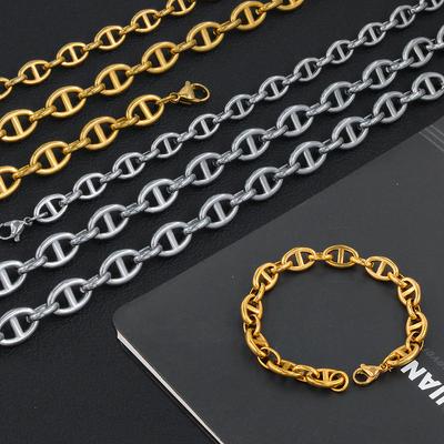 8mm/10mm Edelstahl Hip Hop Kaffeebohne Ketten Halsketten Schwein Nase Ketten Armbänder Punk Halskette Männer der Hip Hop Schmuck