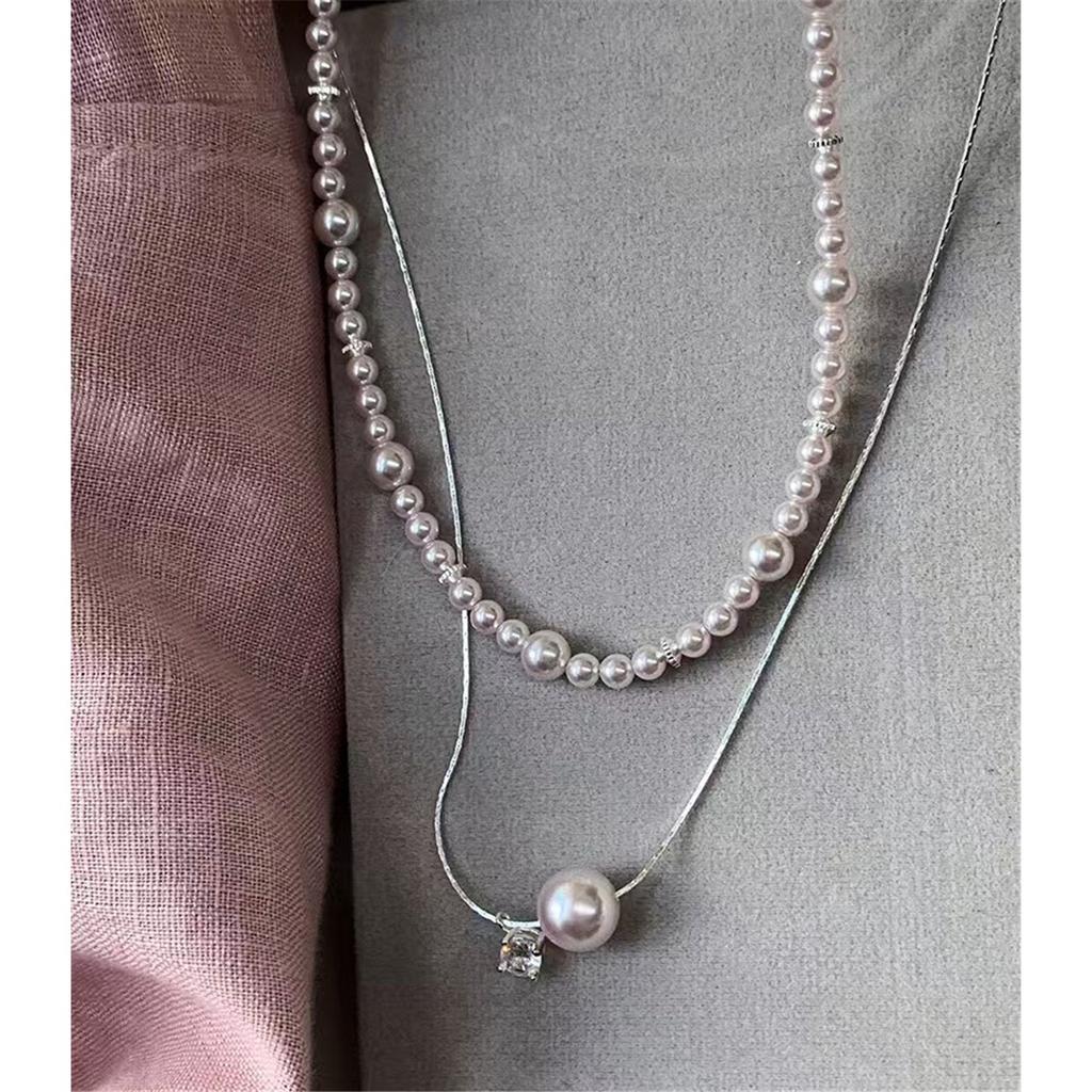 Tooxika Französische Sanfte Eleganz Rosenperle Zirkonia Halskette Leichter Luxus Exquisites Mädchenhaftes Gefühl Stapelbare Schlüsselbeinkette