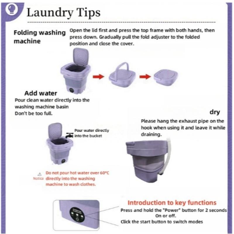 Large Portable Electronic Mini Washing Machine Dormitory Underwear Laundry Machine Capacity Foldable Washing Machine