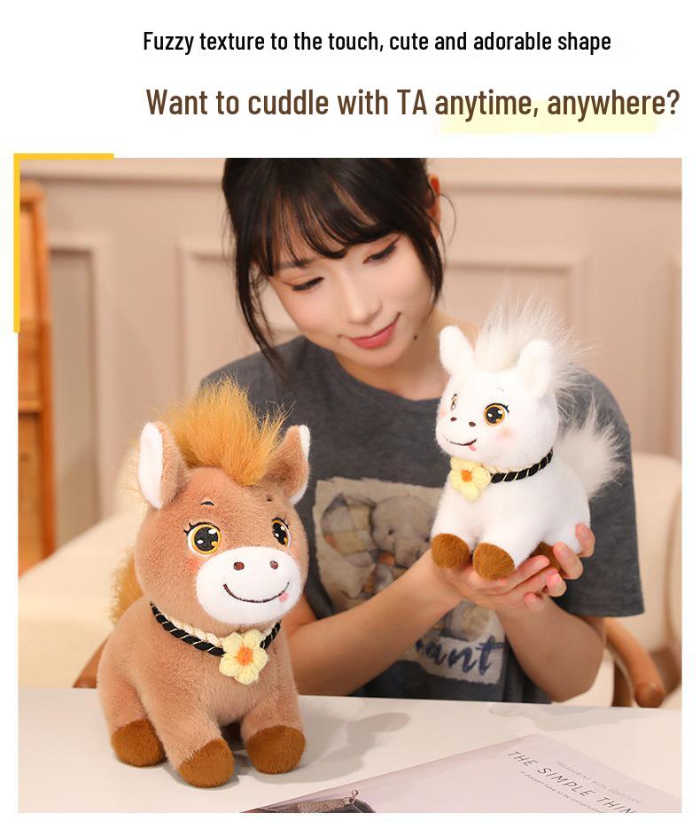 Year of the Horse Fluffy Pony Plush Mascot - Office & Home Decoration Gift
