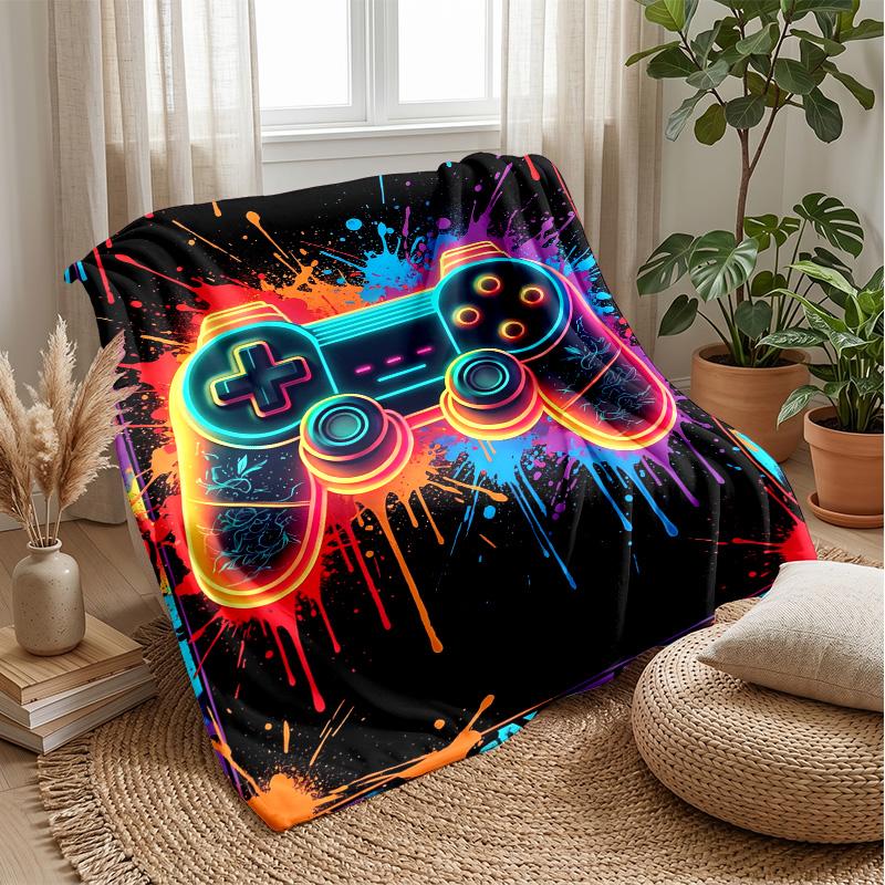 Neon Game Controller Art Theme blanket Lightweight Warm Flannel Blanket Decorative Throw Blanket for Home Decoration