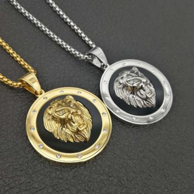 Новий хіп-хоп панк-колье з круглим кулоном у вигляді голови лева Модні хіп-хоп прикраси