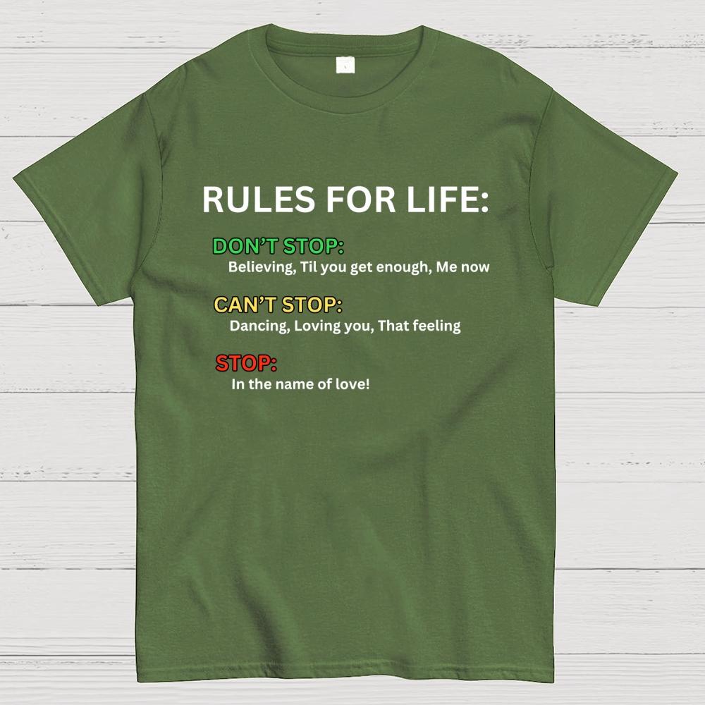 Rules For Life Unisex 100% Cotton Summer Casual Cool Loose T-Shirt