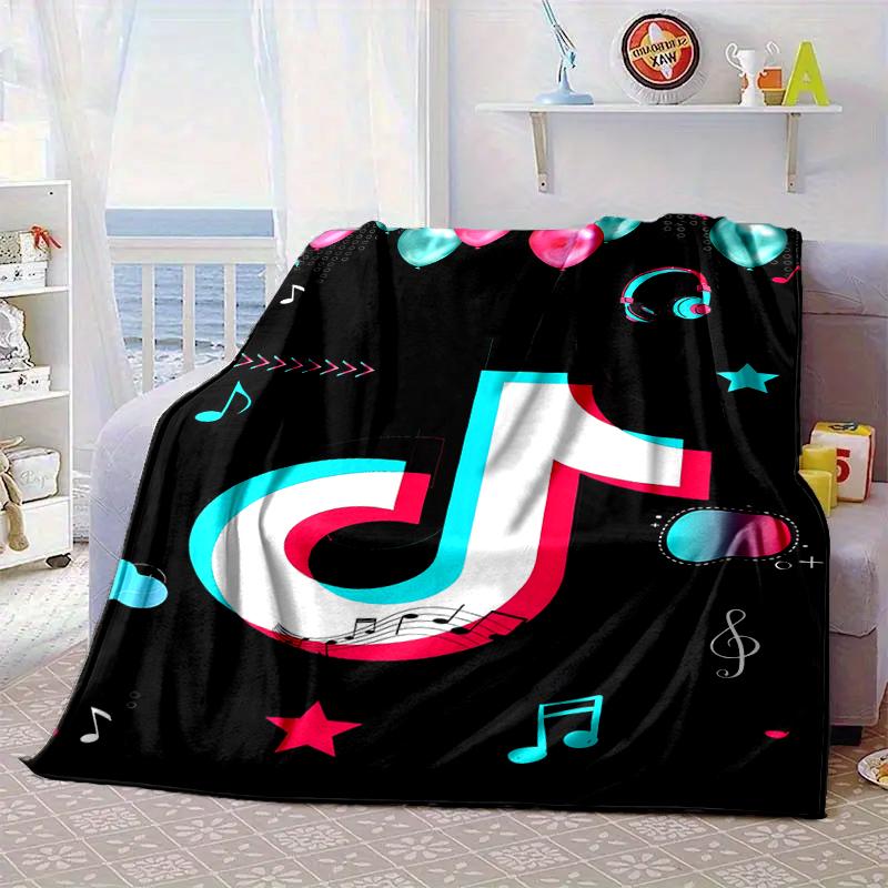 Neon music note Blanket Flannel Blanket for bed, sofa, Camping, Hiking, Picnic Essentials, gift for family Fan gifts