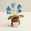 Heklet potteplante med positivt kort Emosjonell støtte Håndlaget strikket potteplante Dukke Stressreduserende leketøy Skrivebordsdekorasjon Ornament