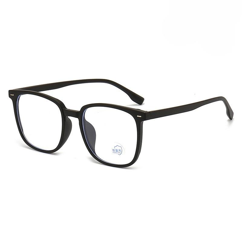 Fashionable Square Myopia Glasses for Men and Women, Flat Light Glasses, Polygonal Glasses, Soft Black Anti Blue Light Glasses