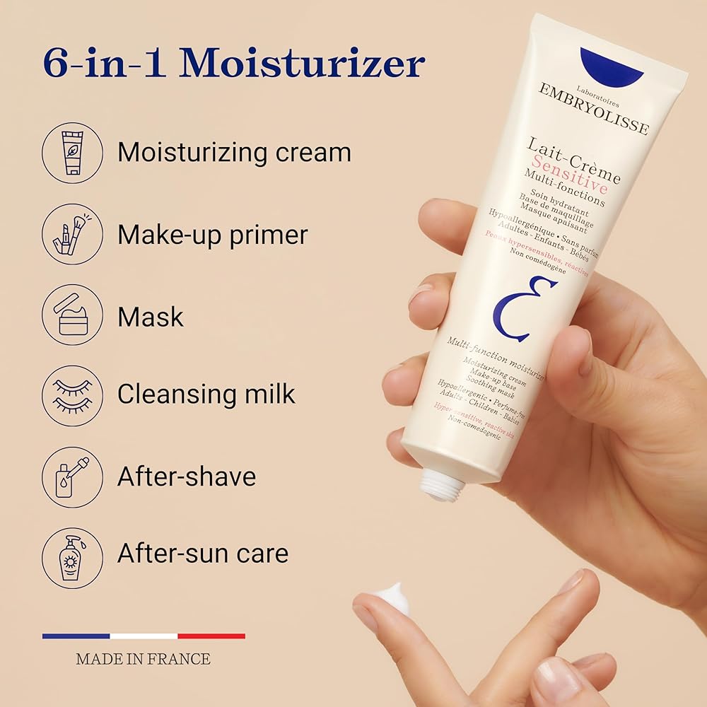 Embryolisse Moisturizing Cream Sensitive 100ml Fragrance-Free Hydrating Skincare for Sensitive Skin
