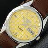 REFURBISHED SEIKO 5 AUTOMATIC MENS WATCH JAPAN MADE YELLOW DIAL CUSTOM A440075-2 QV90-a440075