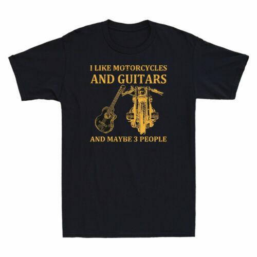 I Like Motorcycles And Guitars And Maybe 3 People Vintage Men s Black T-Shirt L