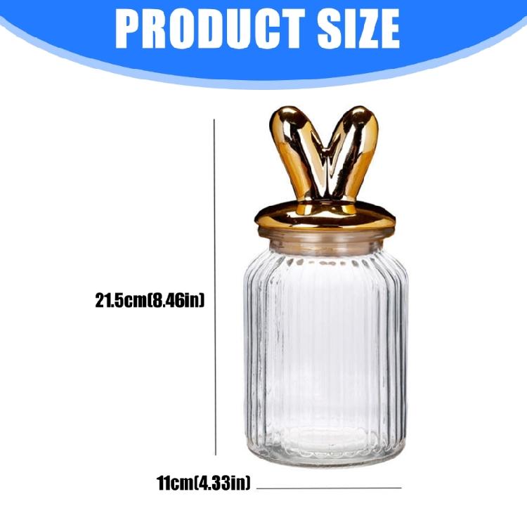 Glass Jars with Ceramic Bunnies Ear Lid Airtight Glass Container Easter Table Centerpieces Easter Decoration Easter Gift