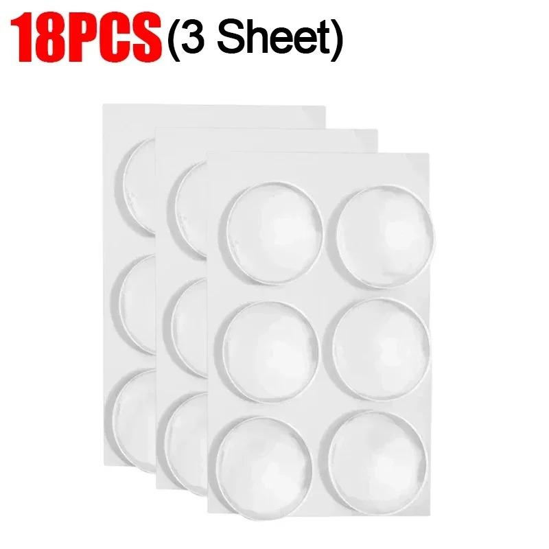 30/6Pcs Door Handle Bumper Pad Self Adhesive Clear Silicone Wall Protector Anti Bump Washable Reusable Round Door Stop Muffler