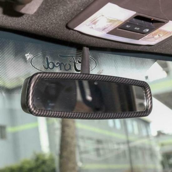 For 2015- Ford Mustang Carbon Fiber Interior Rearview Mirror Trim Ring Cover