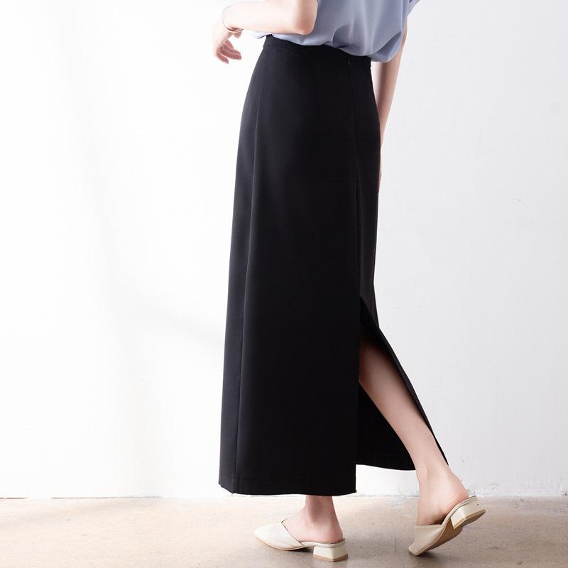 

Черная юбка-костюм женская летняя тонкая с высокой талией прямая труба маленький человек с платьем-оберткой для бедер XL чёрный